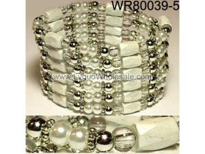 36inch White Plastic ,Glass, Magnetic Wrap Bracelet Necklace All in One Set
